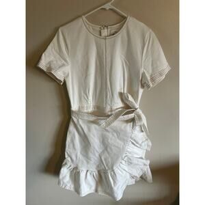 A Loves A Dress Large Cream Wrap Tie Ruffle Hem Cotton Mini
